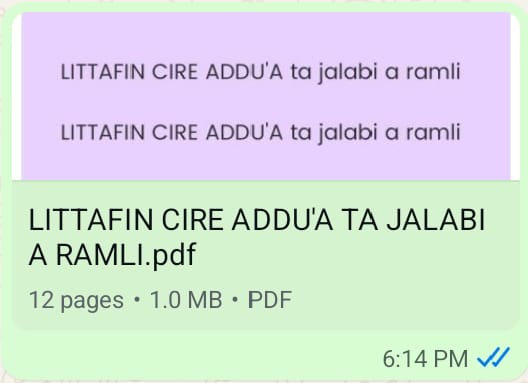 Cire addu'a ta jalabi a ramli